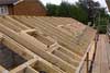 timber cut mono pitched roof frame to this private chapel in Chessington Surrey